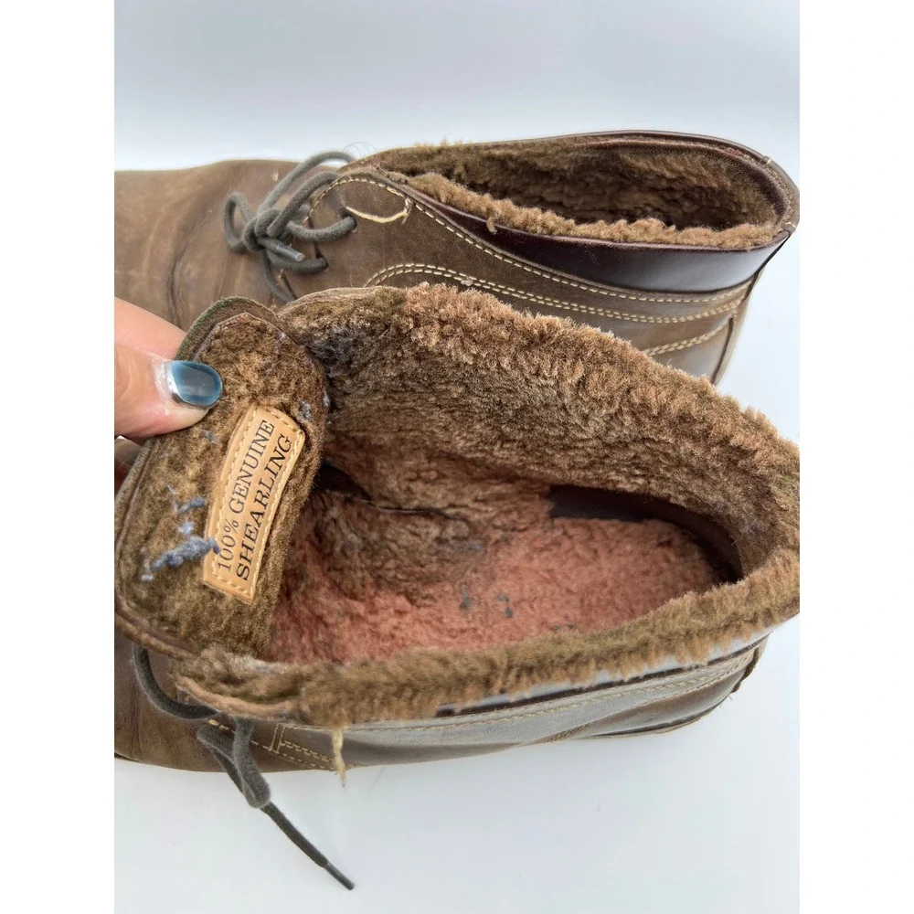 Johnston & Murphy Brown Leather Shearling Lined Chukka Boots Desert Shoes Men 11